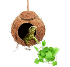 Coconut Husk Hut Reptile Habitat Accessories Hideout Hanging