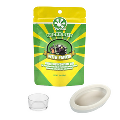 Pangea Papaya Complete Gecko Diet 56g, Small Reptile Feeding Dish Bowl, White Ceramic Reptile Food Bowl NFF-49 - COMBO