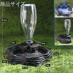 Reptile Water Bowl-Automatic Fountain Dispenser Bottle Tortoise Food Water Bowl Feeding Dish For Lizards Snake (Black & Grey)