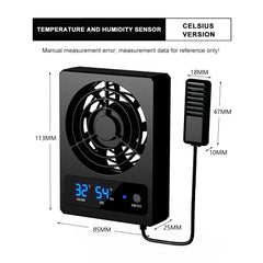 Nomoy Temperature and Humidity Sensor Fan Dehumidifier Ventilation Fan for Reptile Enclosure Terrarium