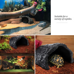 Reptile Hides and Caves Resin Rock Terrarium Hideaway Spot for Bearded Dragon Snakes Tortoise Aquarium 24x22.8x13.4cm