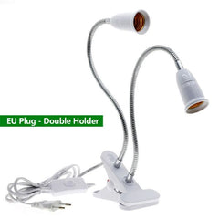 Double Heads Clip with Switch Extension Bulb Holder Socket for Led Grow Light