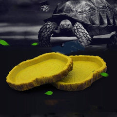 Turtle Feeding Plate Climbing Reptile Wood Food yellow Dish Bowl Tortoise Gecko Water Feeder Plate Terrarium Decor Tortoise Feeder Bowl