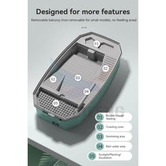 Detachable Terrarium Tank Turtles & Reptiles with Lid and Pump 63x31x24cm