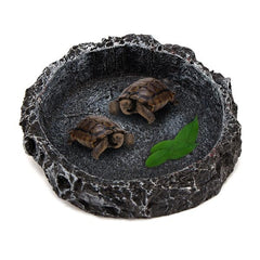 Turtle Feeding Bowl N18 – Natural Rock Design | 8×8×2 cm