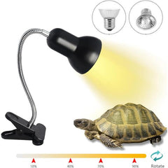Reptile Heating Lamp, UVB Reptile Light with 50W 75W Bulbs Clamp Basking Lamp for Lizard Turtle Aquarium Tank with 360° Rotatable Clip and Adjustable Temperature Switch(2 Bulbs Included)
