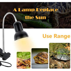 Reptile Heating Lamp, UVB Reptile Light with 50W 75W Bulbs Clamp Basking Lamp for Lizard Turtle Aquarium Tank with 360° Rotatable Clip and Adjustable Temperature Switch(2 Bulbs Included)