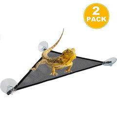 Reptile Hammock Lounger Resting Hanging Mesh Net (Triangle, 34 x 34 x 34 CM, 2 Pack)