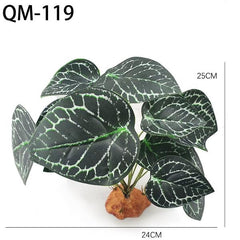 Reptile Terrarium Plants Amphibian Habitat Decor QM-119 (25x24cm)