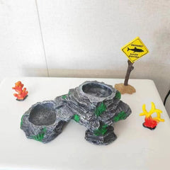 Resin Double Feeding Basin Convenient Turtle Terrace Indoor