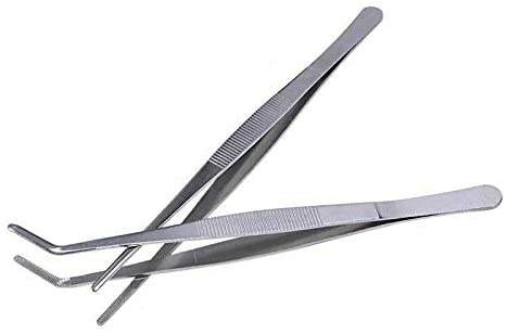Silver Stainless Steel Straight/Bent  Tweezers 30cm Multi-use