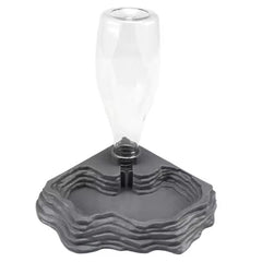 Reptile Water Bowl-Automatic Fountain Dispenser Bottle Tortoise Food Water Bowl Feeding Dish For Lizards Snake (Black & Grey)