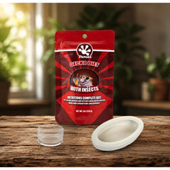 Pangea Gecko Diet with Insects Complete Food – 228g – FREE Small Reptile Feeding Dish Bowl – FREE White Ceramic Reptile Food Bowl - COMBO