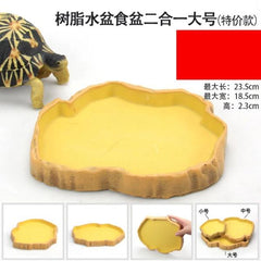 Reptile Terrarium Food & Water Bowl Resin Rock Style Feeding Dish for Turtles, Lizards & Amphibians