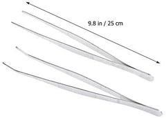 Silver Stainless Steel Straight/Bent  Tweezers 30cm Multi-use