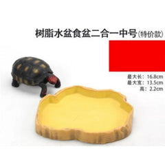 Reptile Terrarium Food & Water Bowl Resin Rock Style Feeding Dish for Turtles, Lizards & Amphibians