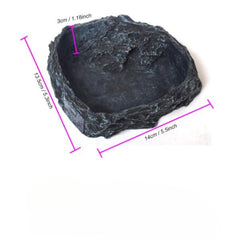 Resin Reptile Food Bowls, Reptile Rock Feeder Dish, Amphibian Water and Food Bowls with Feeding Tweezers Tong for Leopard Gecko Lizard Frog Snake Chameleon Tortoise