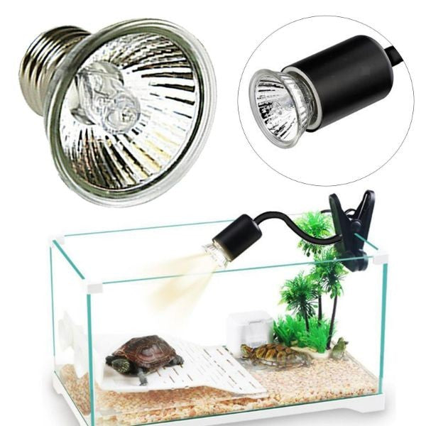 Reptile Ceramic Heat Lamp Holder with UVA UVB 50W Bulb Light