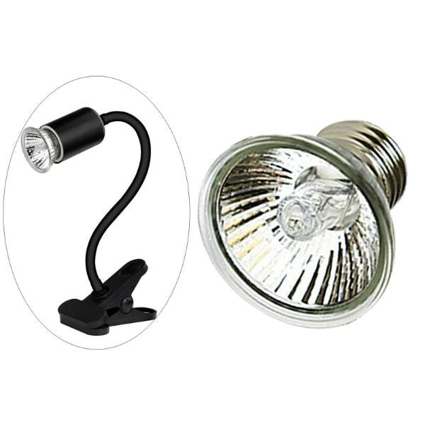 Reptile Ceramic Heat Lamp Holder with UVA UVB 50W Bulb Light