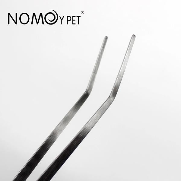 Nomoy Silver Tone Stainless Steel Bent Tip Tweezers Tongs Hand Tool 30cm Multi-use