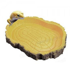 Turtle Feeding Plate Climbing Reptile Wood Food yellow Dish Bowl Tortoise Gecko Water Feeder Plate Terrarium Decor Tortoise Feeder Bowl 12.5x9x1.5cm