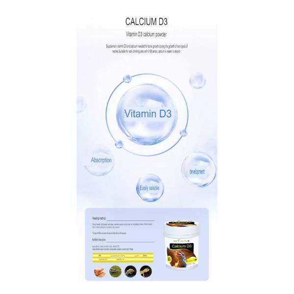 Reptizoo Calcium Powder with D3 and without D3 Provide Nutrients