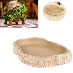 Brown Resin Terrarium Bowl Feeding Plate Water Food Dish Feeder for Reptiles