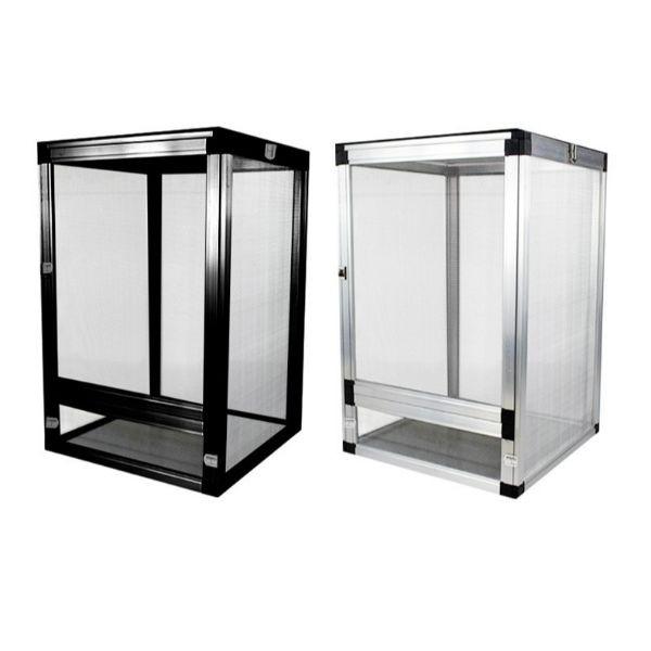 Black / Silver Aluminum Alloy Reptile Enclosure Cage 90X45X45CM