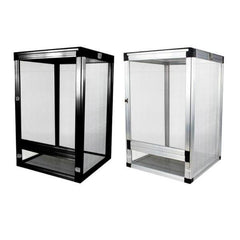 Black / Silver Aluminum Alloy Reptile Enclosure Cage 90X45X45CM