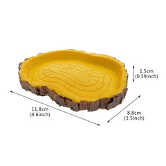 Turtle Feeding Plate Climbing Reptile Wood Food yellow Dish Bowl Tortoise Gecko Water Feeder Plate Terrarium Decor Tortoise Feeder Bowl 12.5x9x1.5cm